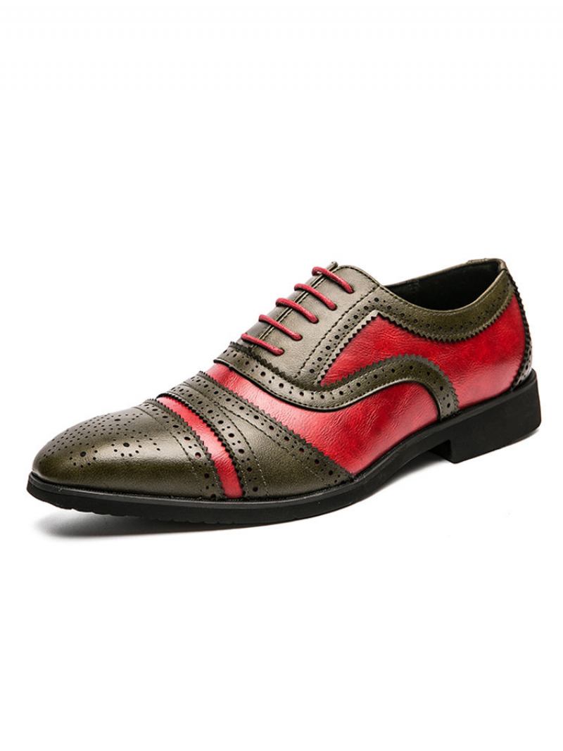 Sapatos Baile Masculinos Em Dois Tons Marrons Brogue Oxfords Com Vestido Noiva - Verde