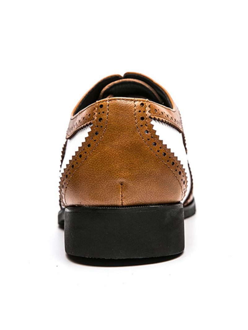 Sapatos Baile Masculinos Em Dois Tons Marrons Brogue Oxfords Com Vestido Noiva - Castanho Café