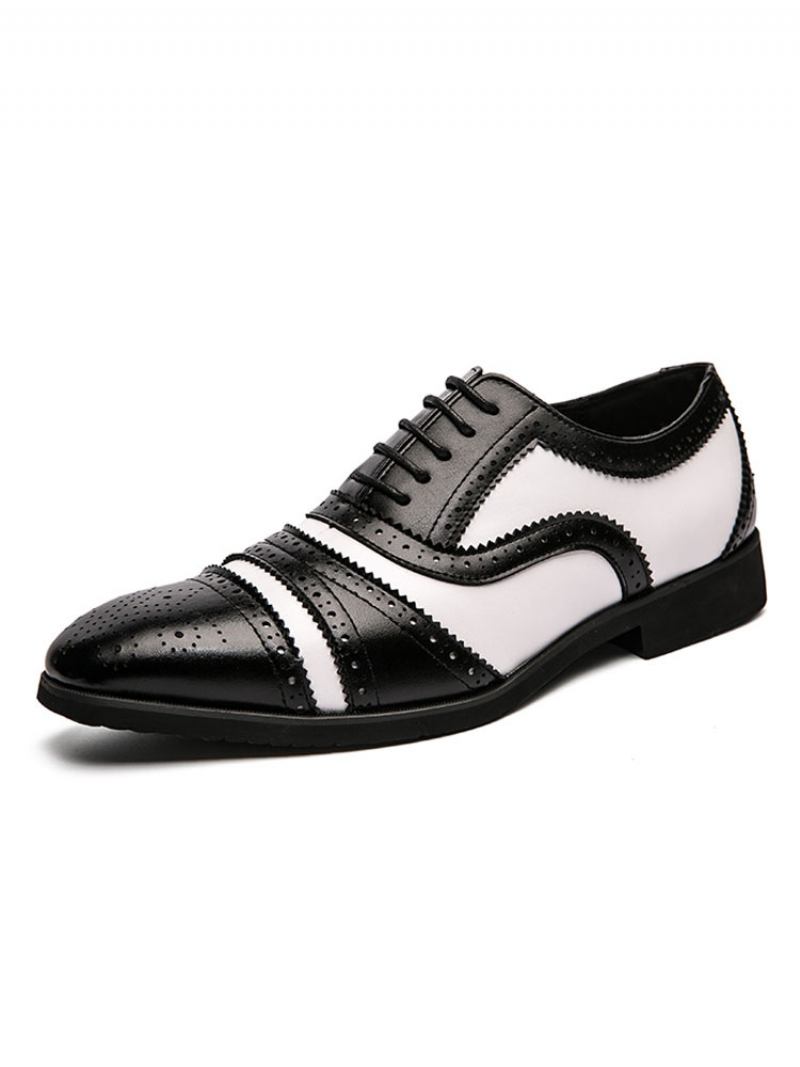 Sapatos Baile Masculinos Em Dois Tons Marrons Brogue Oxfords Com Vestido Noiva - Preto