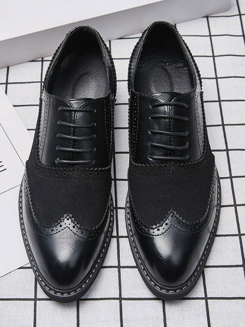 Sapatos Formais Oxford Do Vestido Bloco Da Cor Dos Homens Para Ocasiões - Preto