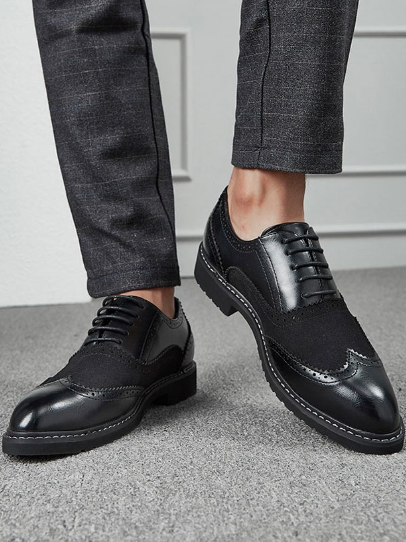 Sapatos Formais Oxford Do Vestido Bloco Da Cor Dos Homens Para Ocasiões - Preto