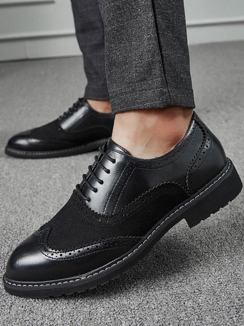 Sapatos Formais Oxford Do Vestido Bloco Da Cor Dos Homens Para Ocasiões - Preto