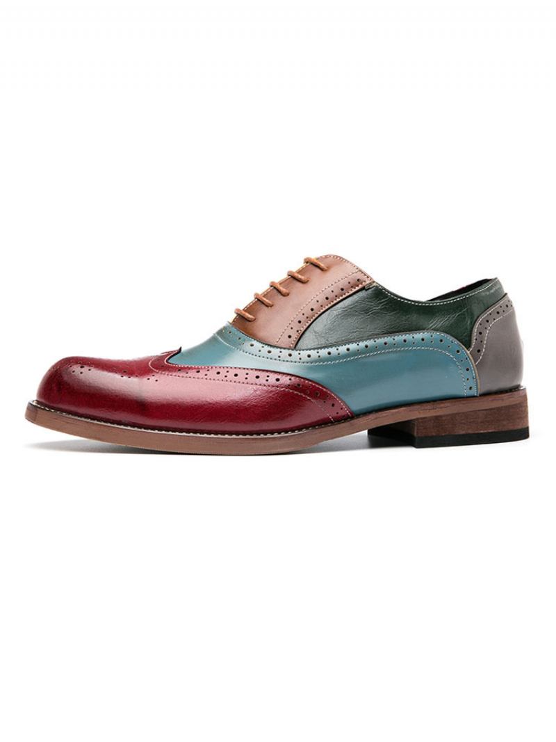 Sapatos Masculinos Wingtip Oxford Para Baile Casamento - Vermelho 