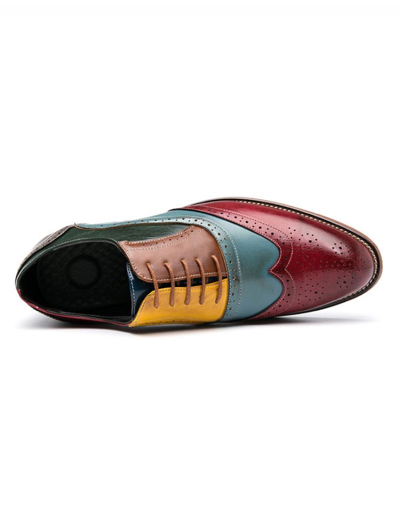 Sapatos Masculinos Wingtip Oxford Para Baile Casamento - Vermelho 