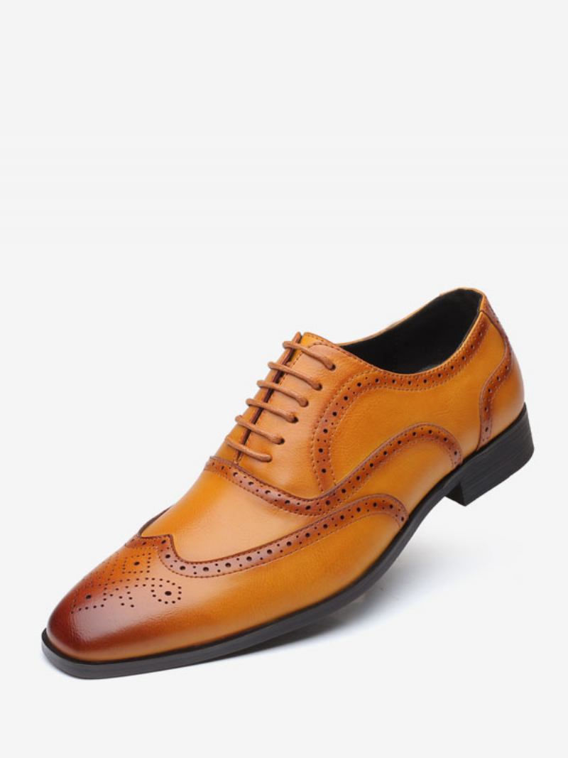 Sapatos Oxford Masculinos Qualidade Bico Fino Com Cadarço E Noivo