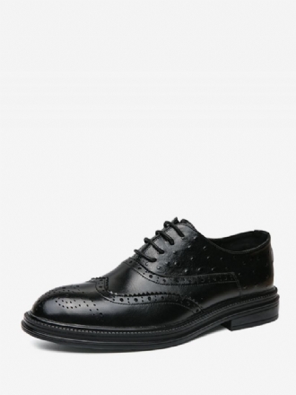 Sapatos Oxford Pretos Masculinos Com Bico Redondo E Noivo Cadarço