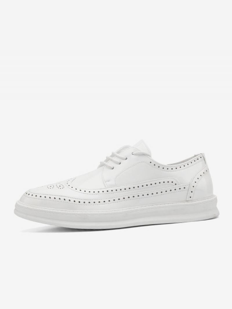 Sapatos Sociais Masculinos Bico Fino Branco Com Cadarço E Casuais - Branco