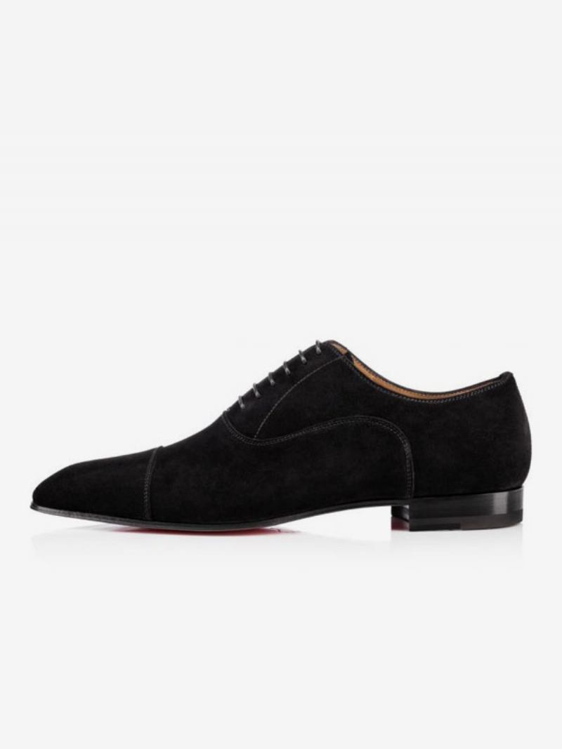 Sapatos Sociais Masculinos Bico Quadrado Preto Camurça Couro Oxford Baile Casamento - Preto