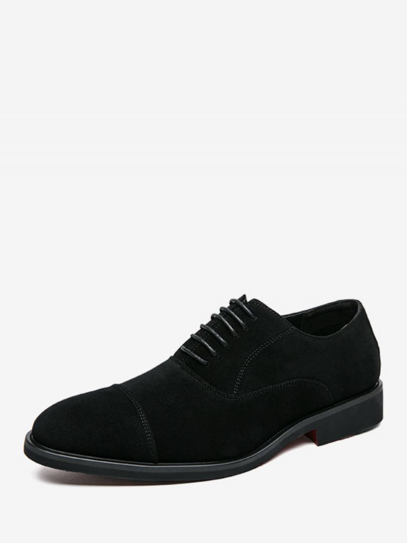 Sapatos Sociais Masculinos Bico Redondo Camurça Couro Oxford Baile Casamento - Preto