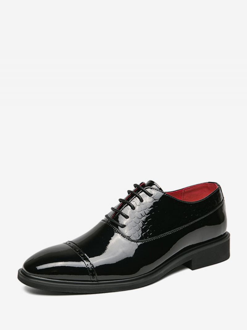 Sapatos Sociais Masculinos Elegantes Com Alça Quadrada Ajustável Em Couro Pu Derby - Preto