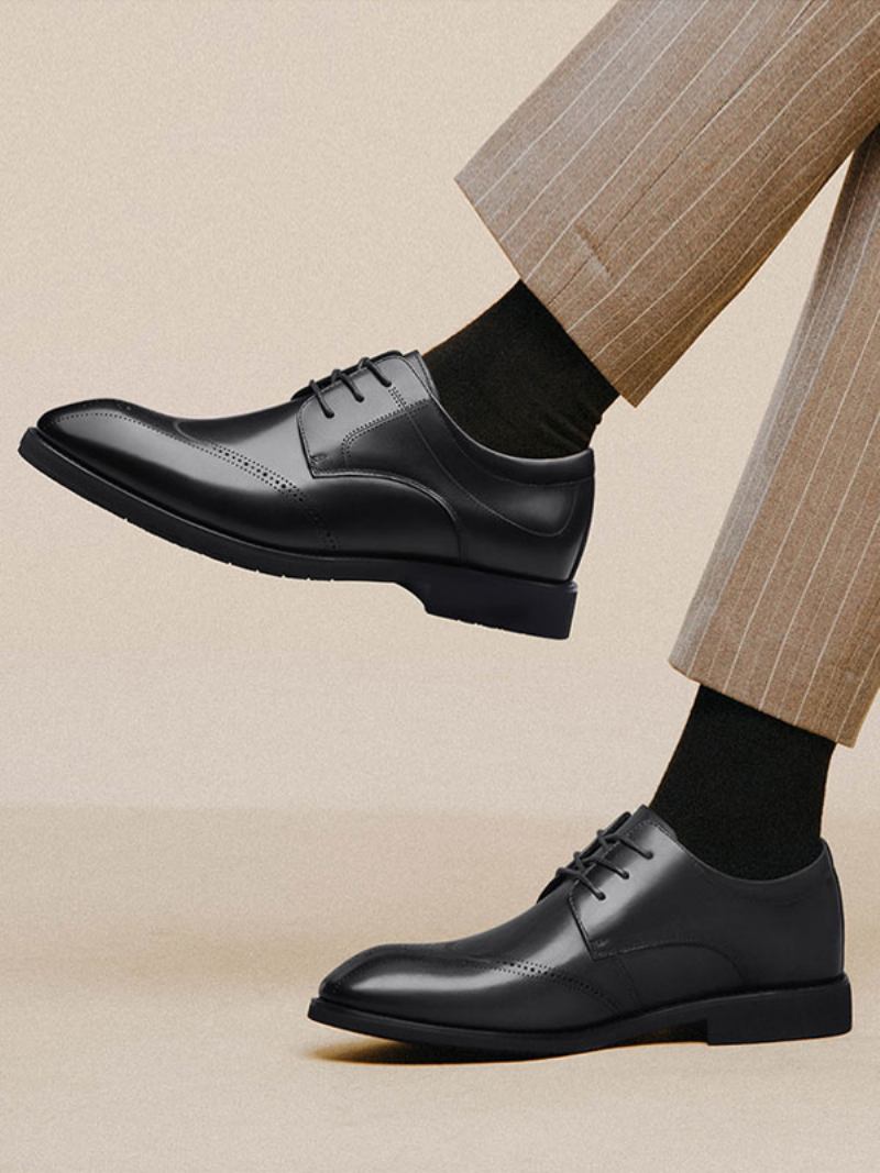 Sapatos Sociais Masculinos Modernos Com Alça Redonda Ajustável Em Couro Pu - Preto