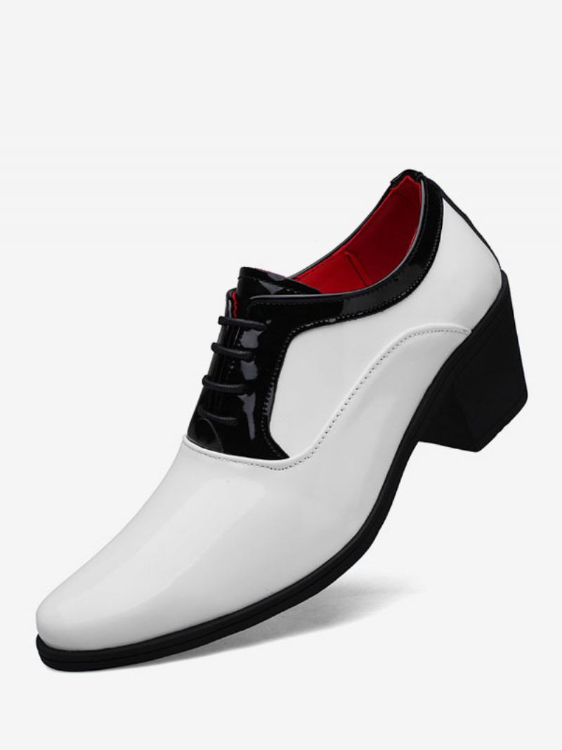 Sapatos Sociais Masculinos Oxford Bico Fino Couro Envernizado Festa Casamento - Branco