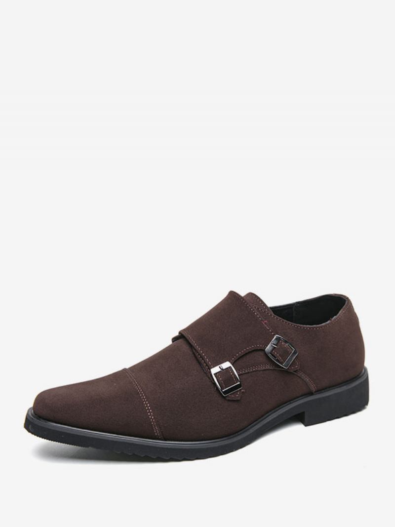 Sapatos Sociais Masculinos Qualidade Bico Redondo Slip-on Couro Pu Festa Baile - Café Marrom