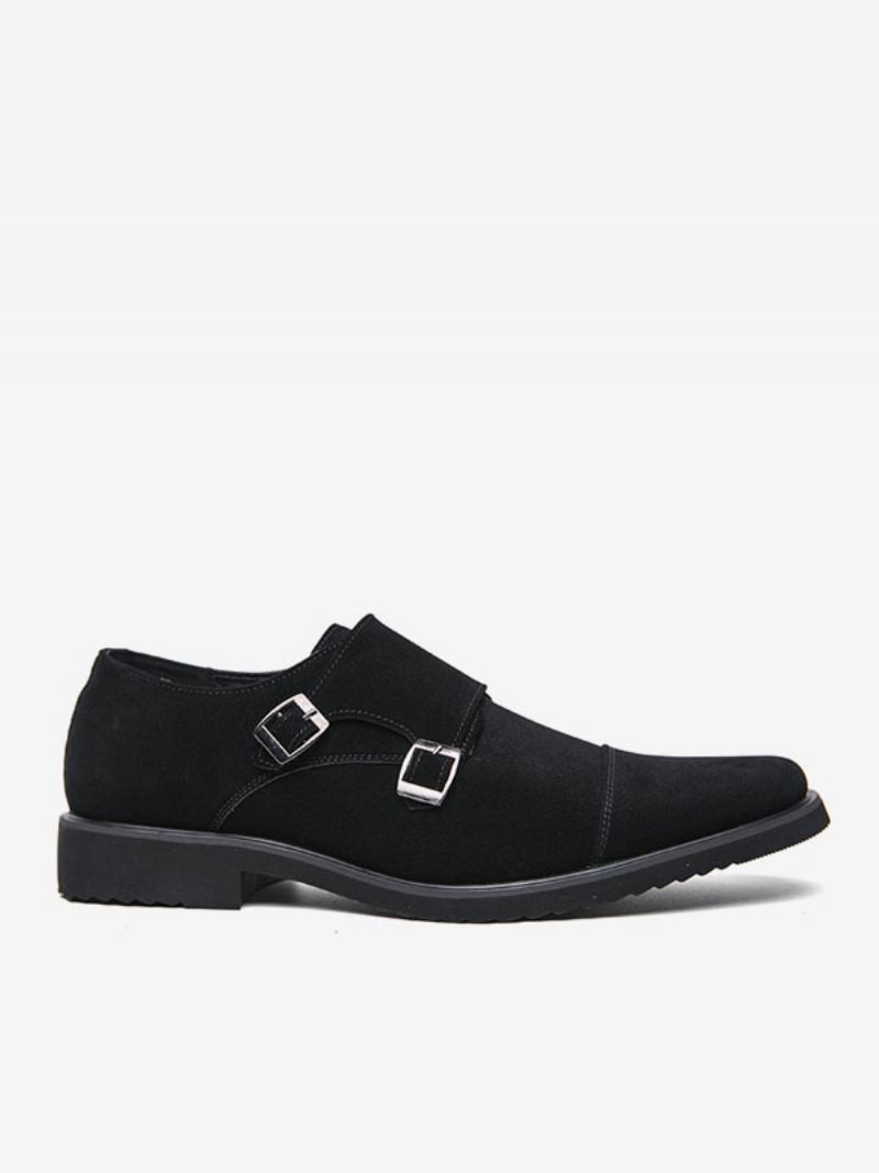 Sapatos Sociais Masculinos Qualidade Bico Redondo Slip-on Couro Pu Festa Baile - Preto