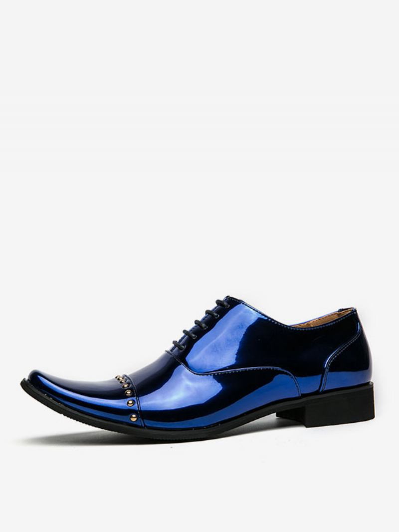 Sapatos Sociais Para Homens Fantásticos Com Alça Quadrada Ajustável Em Couro Pu -  Azul