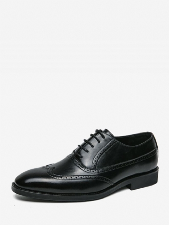 Sapatos Sociais Para Homens Moda Redonda Alça Dedo Do Pé Ajustável Couro Pu Oxford Noivo