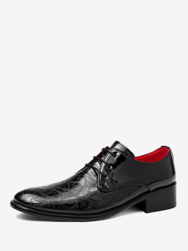 Sapatos Sociais Para Homens Moda Rendas Até Couro Pu Festa Casamento - Preto