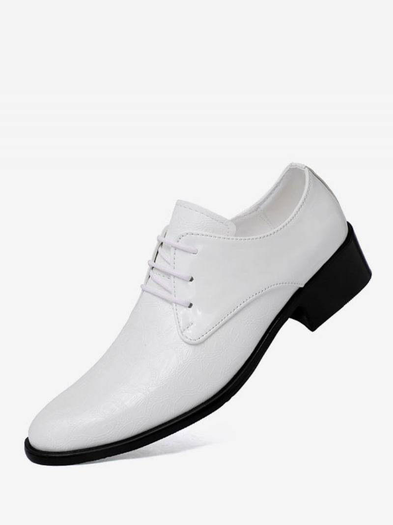 Sapatos Sociais Para Homens Moda Rendas Até Couro Pu Festa Casamento - Branco