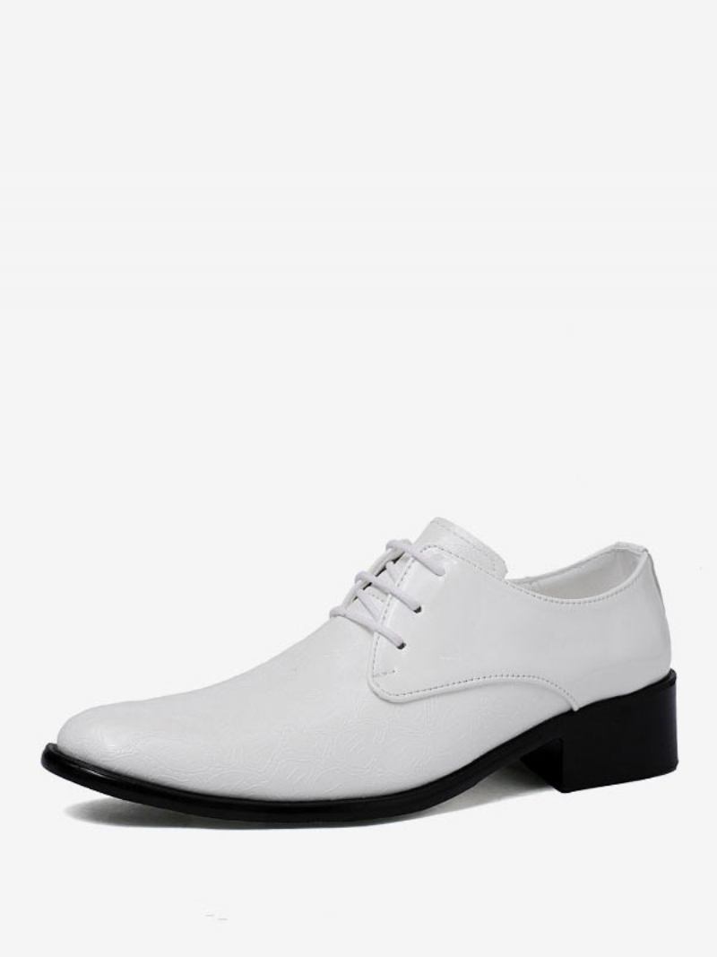 Sapatos Sociais Para Homens Moda Rendas Até Couro Pu Festa Casamento - Branco