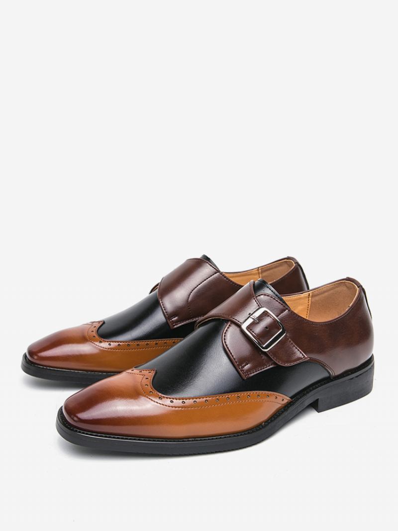 Sapatos Vestido Para Homens Qualidade Dedo Do Pé Quadrado Deslizamento Em Couro Pu Laofers Baile - Amarelo