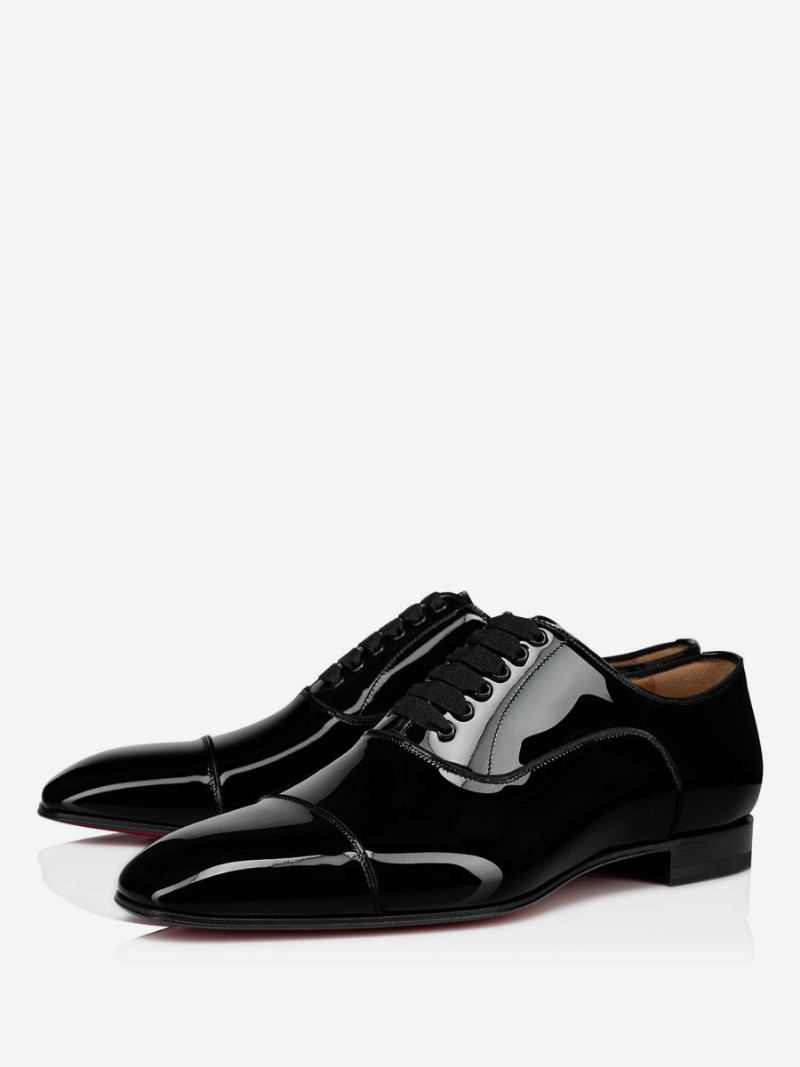 Vestido Casamento Masculino Oxford Sapatos Dedo Quadrado Deslizamento Em Couro Envernizado Baile Cano Baixo