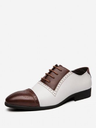 Vestido Casamento Masculino Oxford Sapatos Formais Alça Redonda Bloco Cor Ajustável Couro Branco