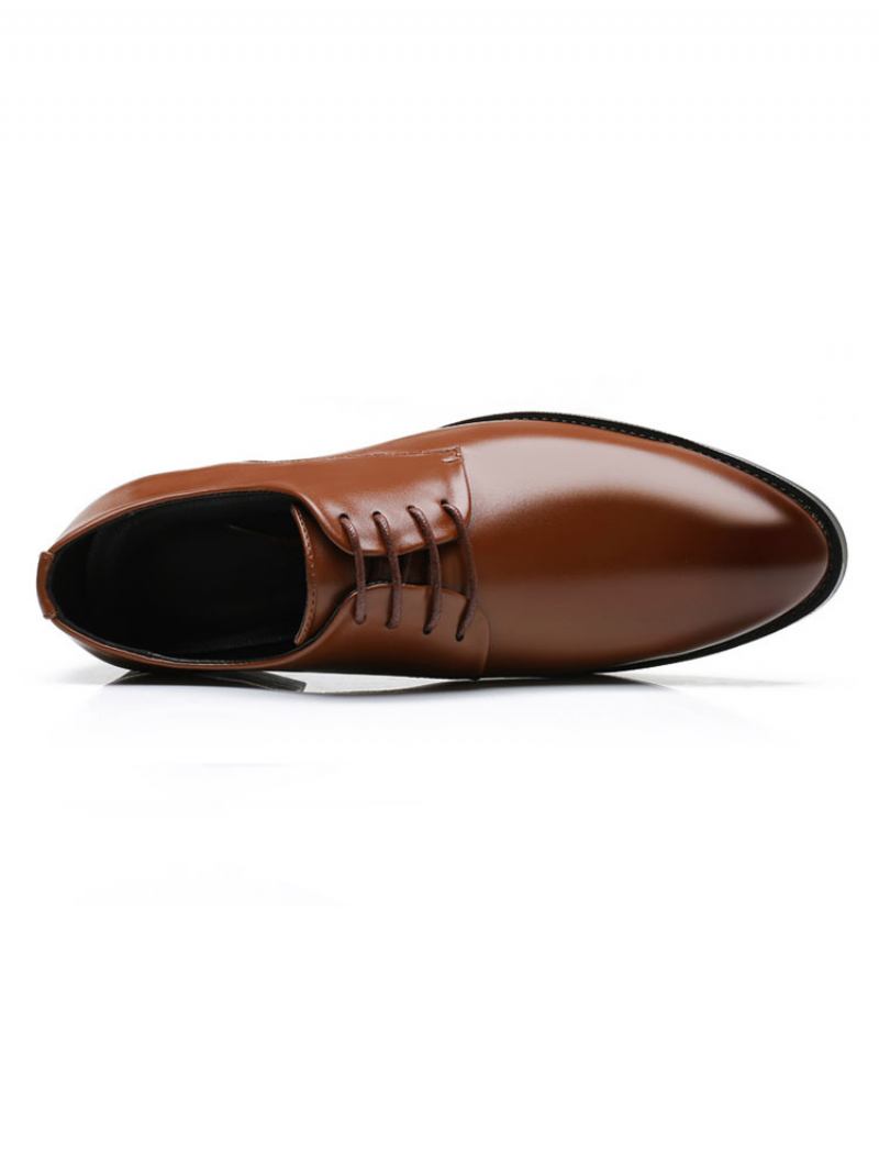 Vestido Casamento Masculino Oxford Sapatos Formais Elegantes Alça Bico Fino Ajustável Couro Pu - Café Marrom