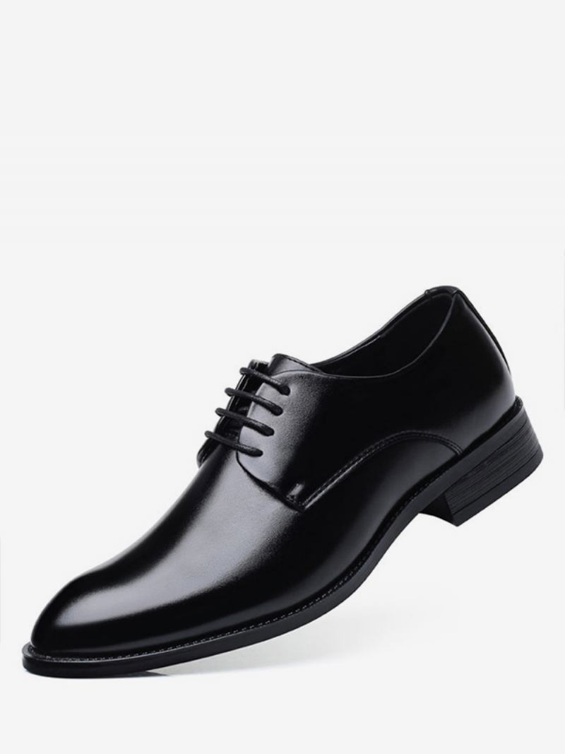 Vestido Casamento Masculino Oxford Sapatos Formais Elegantes Alça Bico Fino Ajustável Couro Pu - Preto