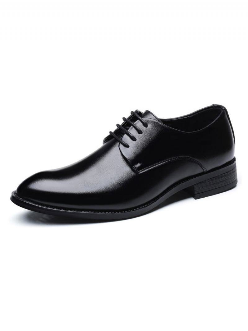 Vestido Casamento Masculino Oxford Sapatos Formais Elegantes Alça Bico Fino Ajustável Couro Pu - Preto