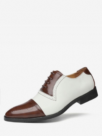 Vestido Casamento Oxfords Masculino Com Bico Fino Brogue Sapatos Formais Brancos