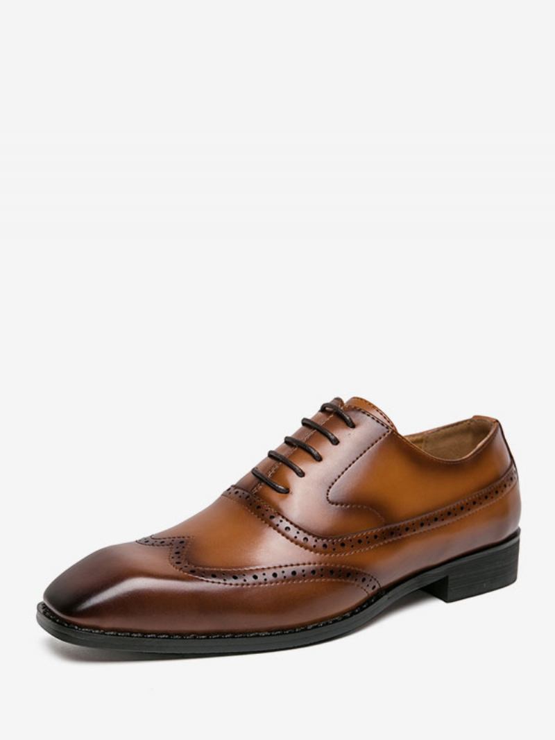 Vestido Masculino Com Bico Quadrado E Alça Ajustável Em Couro Pu Oxford Sapatos Casamento Para Baile