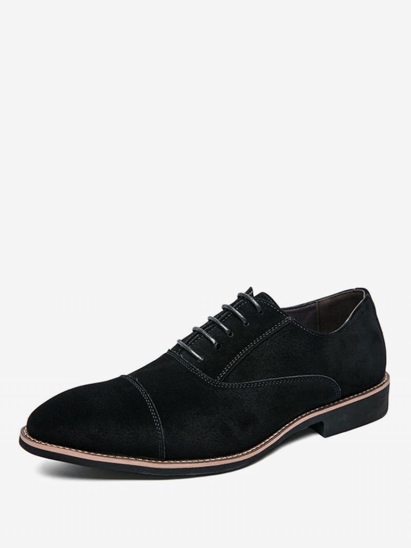 Vestido Masculino Oxford Sapatos Formais Modernos Com Alça Bico Fino Ajustável Couro Pu - Preto