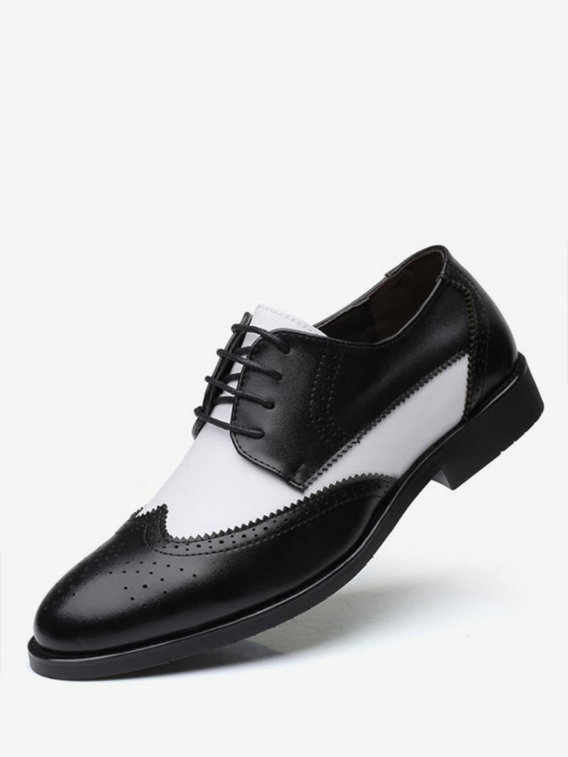 Vestido Noiva Masculino Em Dois Tons Wingtip Derbys Sapatos Formais Derby Preto - Preto