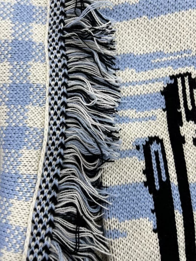 Cardigãs Femininos Jacquard Com Borla E Cinto Inspirado Na Natureza Boho Suéter - Azul