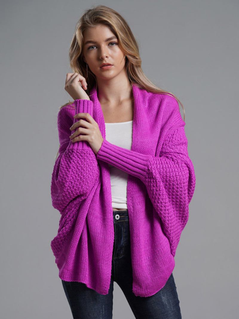 Suéter Feminino Manga Morcego Frente Aberta Cardigans Para Outono Inverno - Rosa