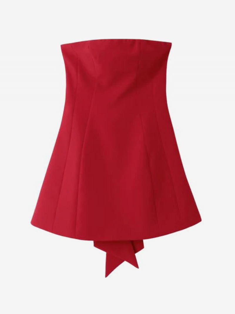 Vestido Feminino Com Laço Doce E Ombros Fora Minivestidos Festa Sem Costas - Vermelho