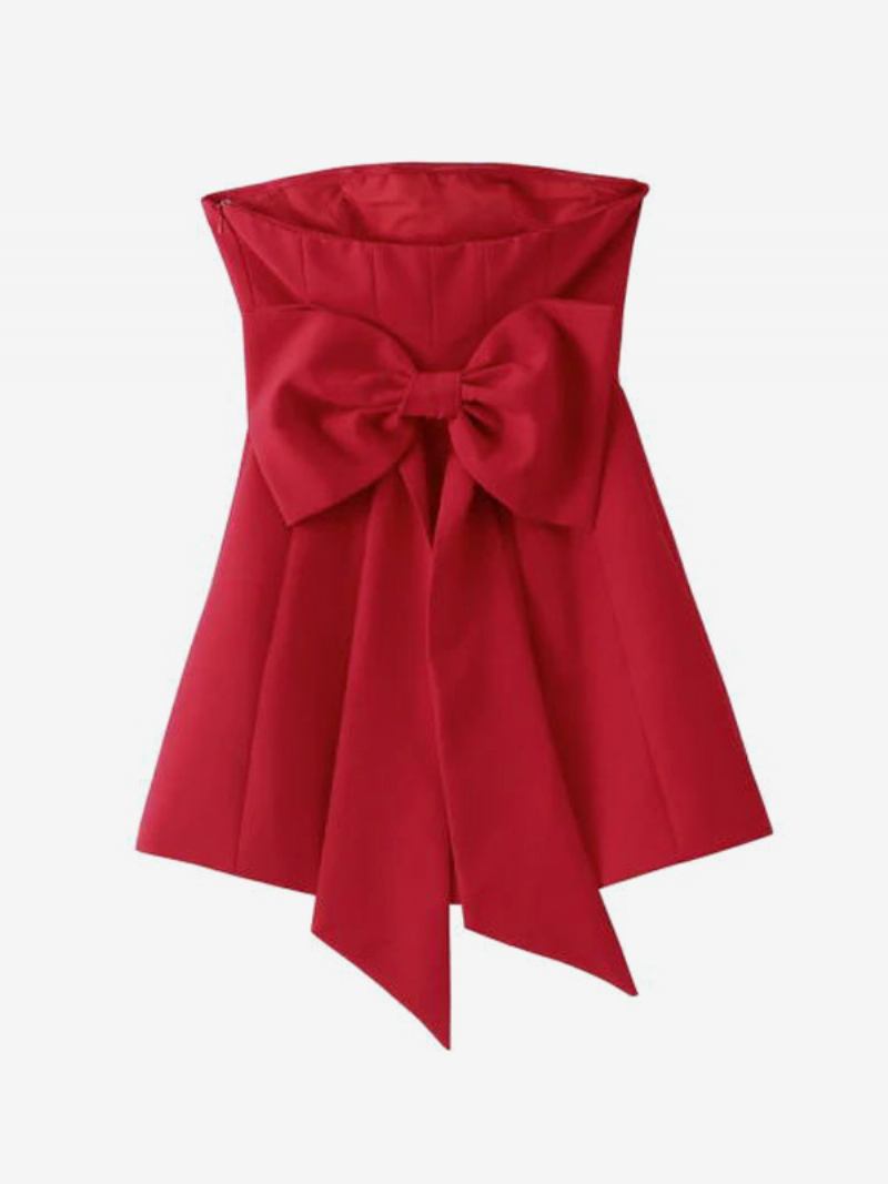 Vestido Feminino Com Laço Doce E Ombros Fora Minivestidos Festa Sem Costas - Vermelho