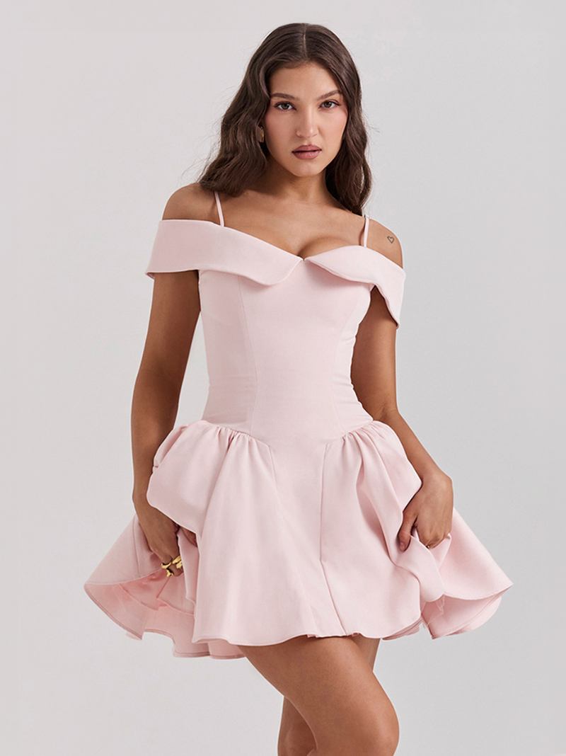 Vestido Preto Feminino Com Alças Finas Queimado Minivestidos Para Festa Aniversário - Rosa