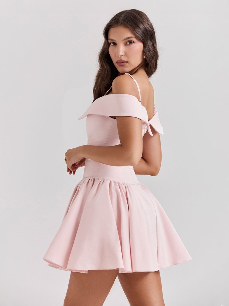 Vestido Preto Feminino Com Alças Finas Queimado Minivestidos Para Festa Aniversário - Rosa