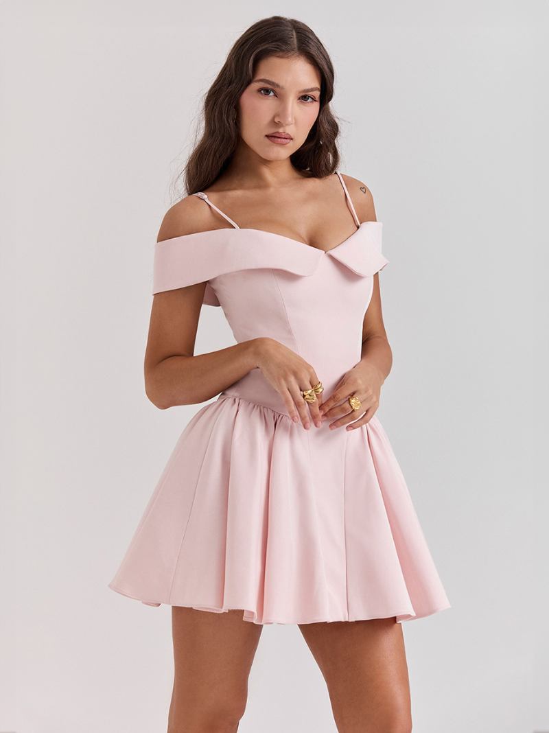 Vestido Preto Feminino Com Alças Finas Queimado Minivestidos Para Festa Aniversário - Rosa