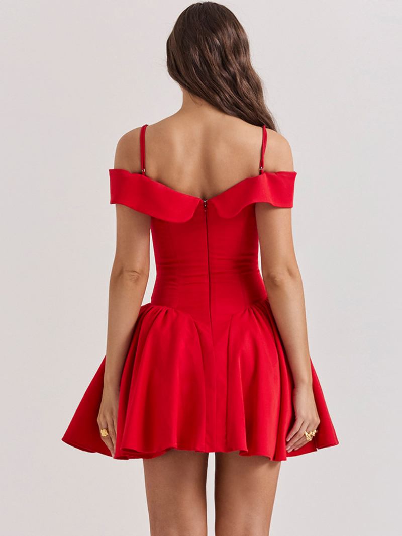 Vestido Preto Feminino Com Alças Finas Queimado Minivestidos Para Festa Aniversário - Vermelho