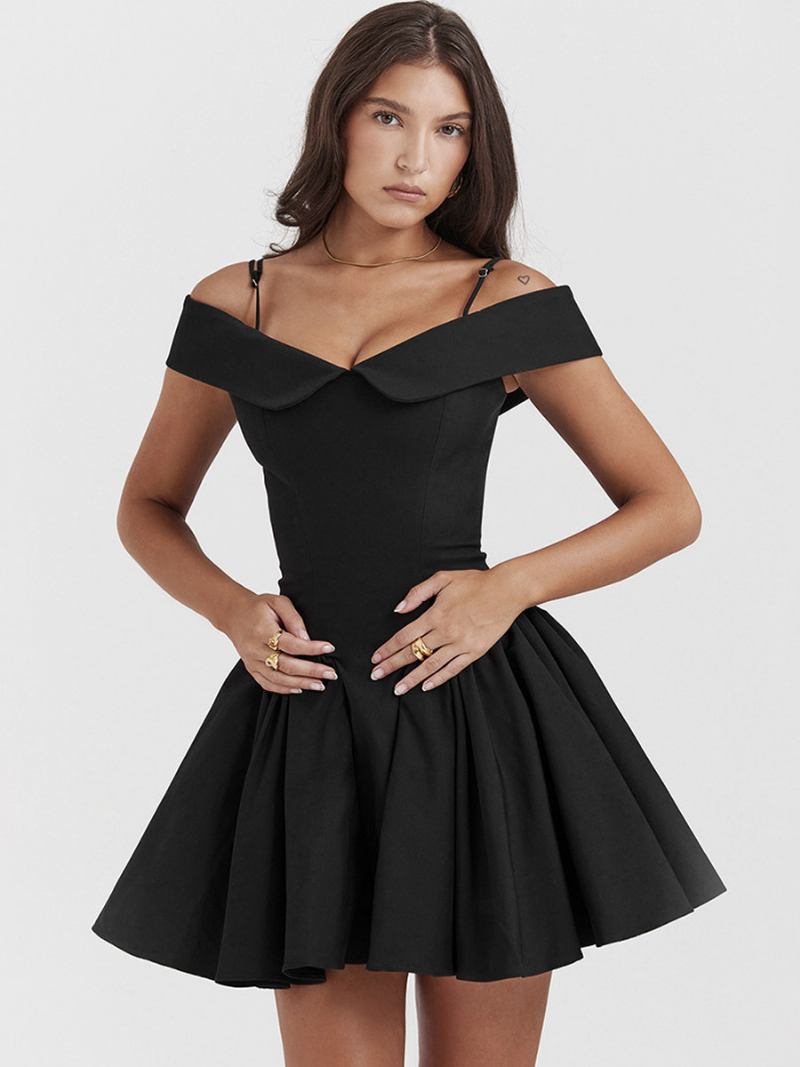 Vestido Preto Feminino Com Alças Finas Queimado Minivestidos Para Festa Aniversário - Preto