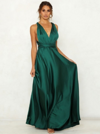 Vestidos Baile Femininos Verdes Sem Mangas Lycra Spandex Longo Vestido Maxi Verão