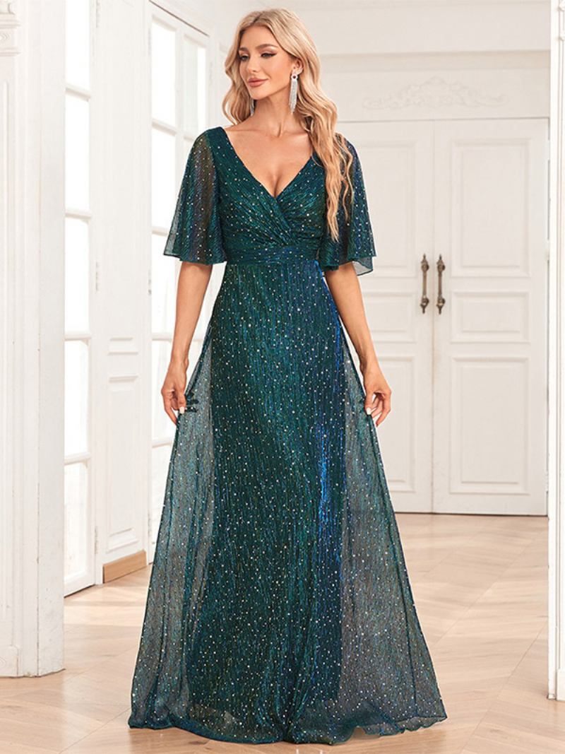 Vestidos Maxi Femininos Lantejoulas Com Decote Em V Sem Costas Evasê Vestido Baile Formatura