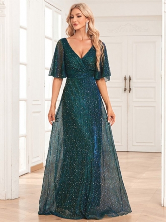 Vestidos Maxi Femininos Lantejoulas Com Decote Em V Sem Costas Evasê Vestido Baile Formatura