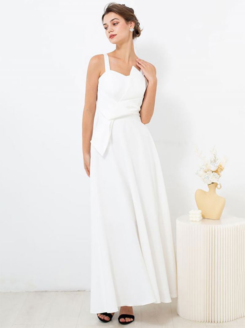 Vestidos Maxi Femininos Sem Mangas Com Costas Nuas E Laço Para Festa Aniversário Vestido Baile - Branco