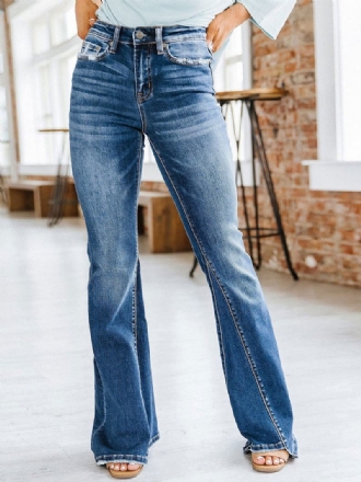 Bootcut Jeans Cintura Alta Algodão Primavera Flare Inferior Para Mulheres