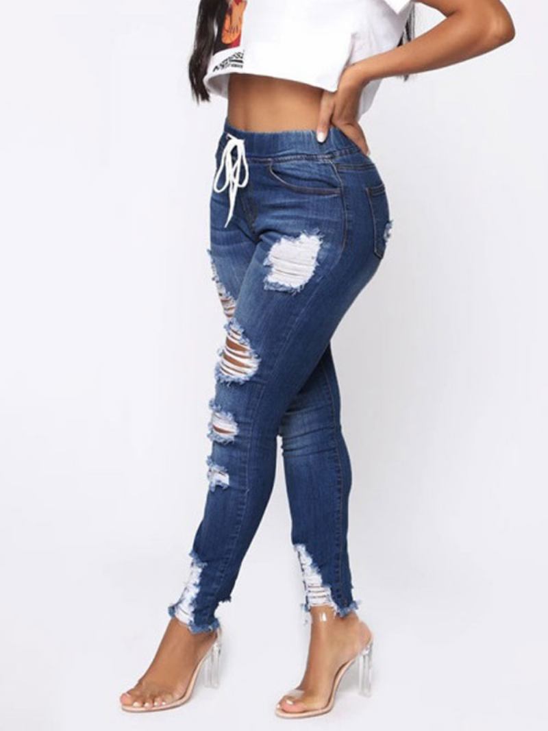 Calça Jeans Feminina Casual Algodão -  Azul Profundo