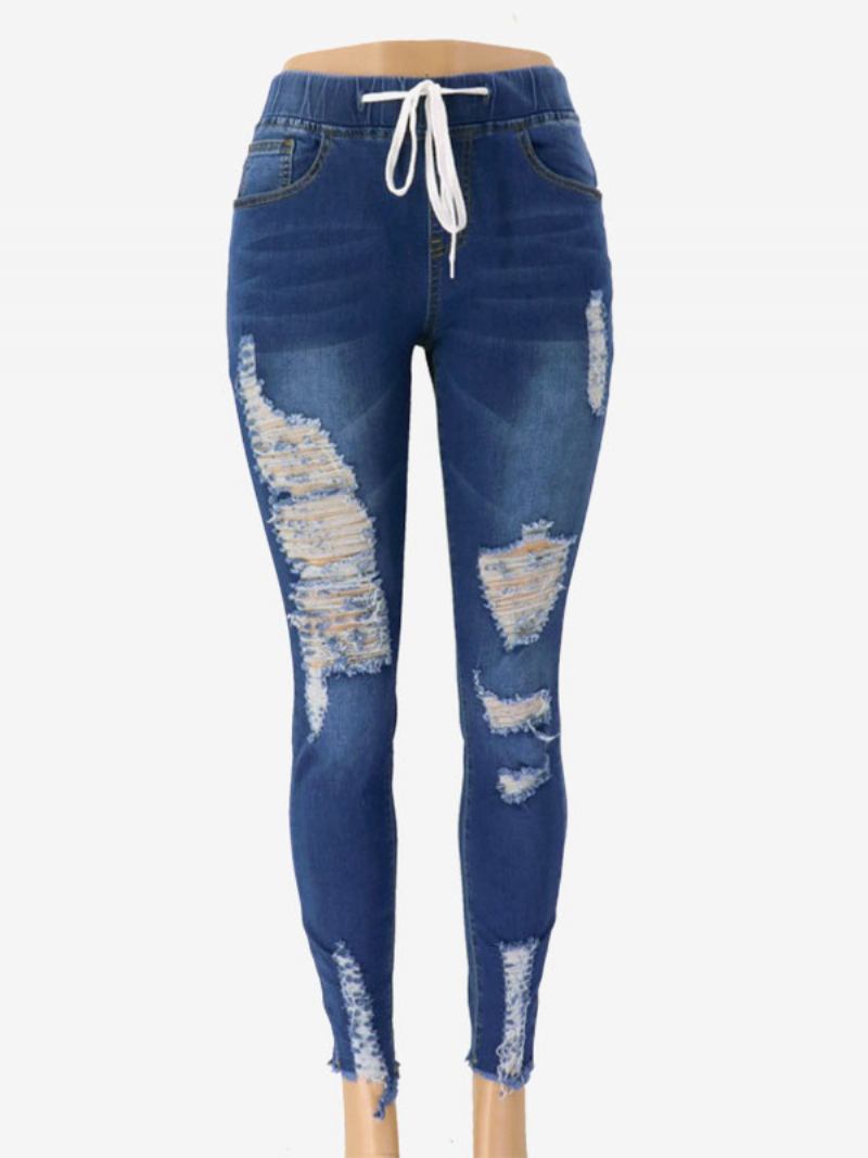 Calça Jeans Feminina Casual Algodão -  Azul Profundo