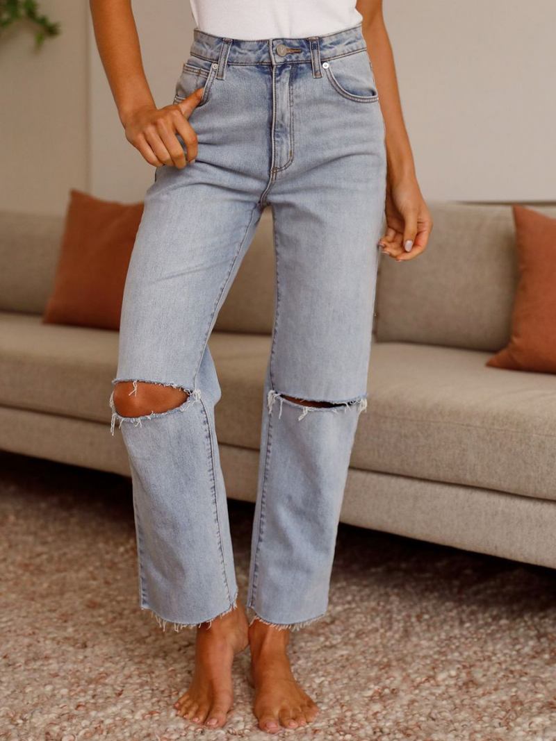 Calça Jeans Feminina Chique Cintura Subida Algodão